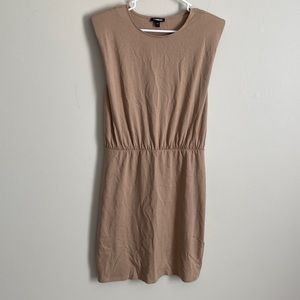 Express Padded Shoulder Elastic Waist T-Shirt Dress